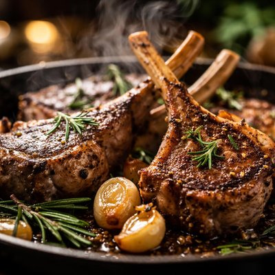 Image of Lamb Chops or Cutlets W Caramelized Garlic
