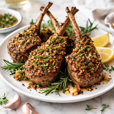 Image of Lamb Chops with Garlic and Herb Crust