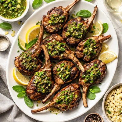 Image of Lamb Chops with Jalapeno Mint Sauce