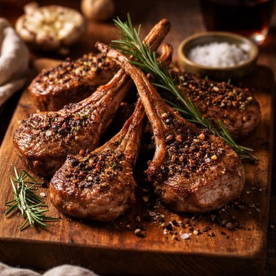 Image of Lamb Chops with Rosemary and Cracked Black Pepper