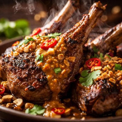 Image of Lamb Chops with Spicy Peanut Sauce