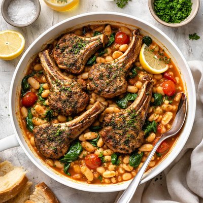 Image of Lamb Chops with White Beans