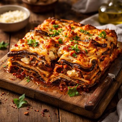Image of Lamb Feta and Eggplant Aubergine Lasagna