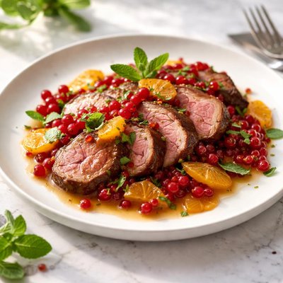 Image of Lamb Fillet with Orange Redcurrant and Mint Sauce