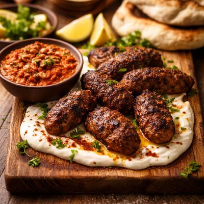 Image of Lamb Kofte with Yogurt Sauce and Muhammara