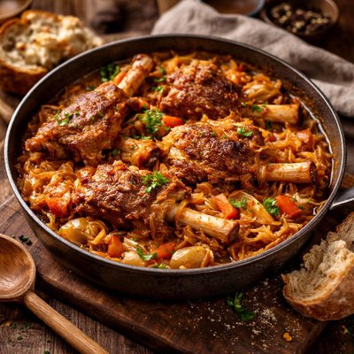 Image of Lamb or Chicken or Veal with Cabbage Stew