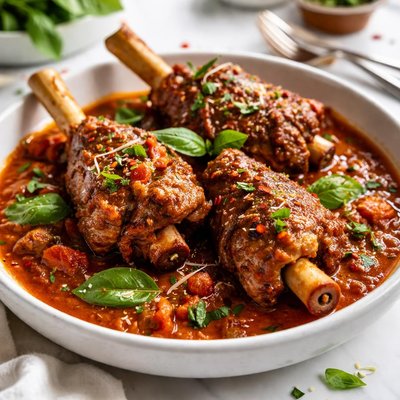 Image of Lamb Shanks in a Tomato Basil Sauce