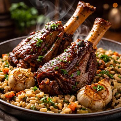 Image of Lamb Shanks with Barley and Garlic