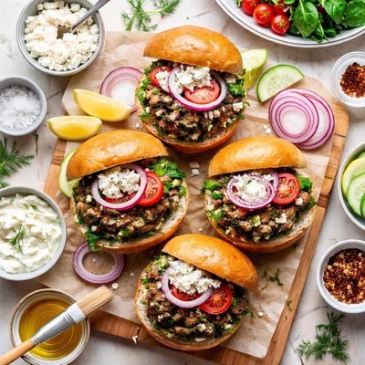 Image of Lamb Spinach Feta Burgers