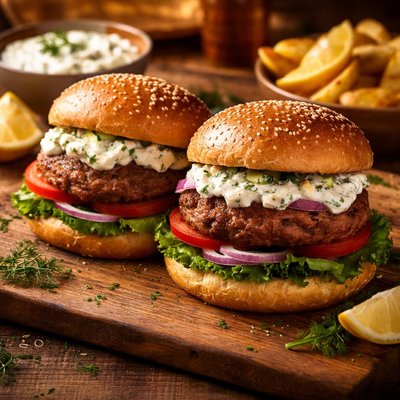 Image of Lamburgers with Tzatziki Sauce