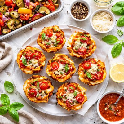 Image of Lasagna Cupcake with Roasted Veggies