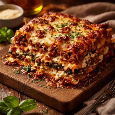 Image of Lasagna with Italian Sausage and Spinach