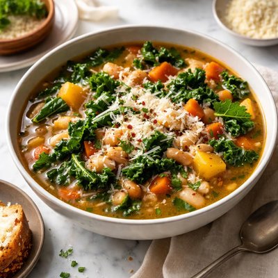Image of Late Fall Garden Soup with Kale and Rice