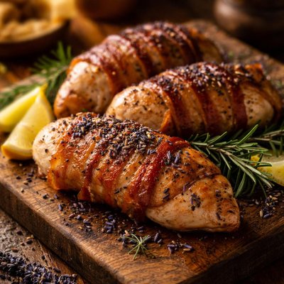 Image of Lavender Chicken Wrapped in Bacon