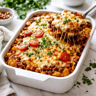 Image of Layered Cheese and Beef Casserole