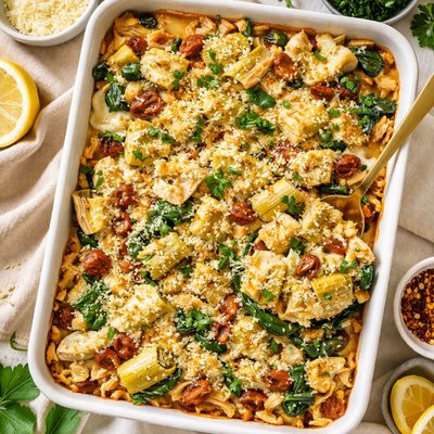 Image of Layered Chicken and Artichoke Casserole