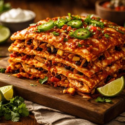 Image of Layered Chicken Enchiladas