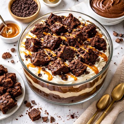 Image of Layered Chocolate Brownie Pudding Trifle