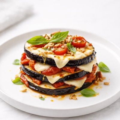 Image of Layered Mediterranean Mozzarella Eggplant Aubergine Bake