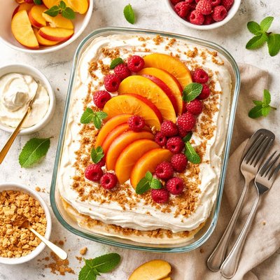 Image of Layered Peach Dessert