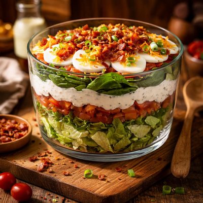 Image of Layered Spinach Lettuce Salad