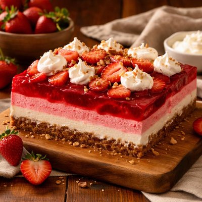 Image of Layered Strawberry Jell O Salad