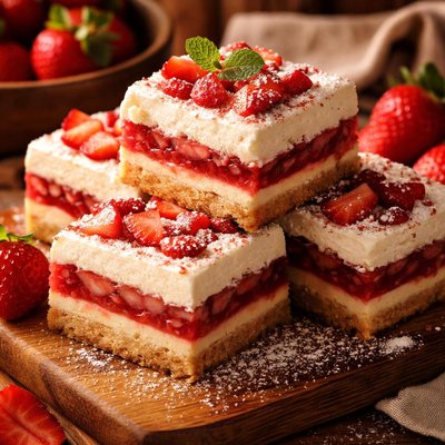 Image of Layered Strawberry Squares
