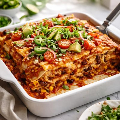 Image of Layered Turkey Enchiladas