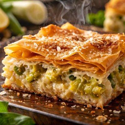 Image of Leek Parmesan Phyllo Slice