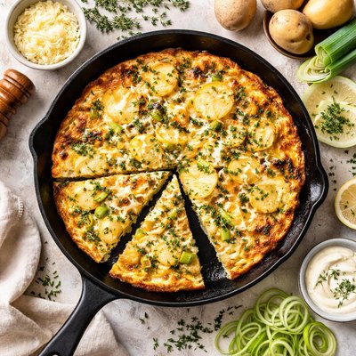 Image of Leek Potato Gruyere Frittata