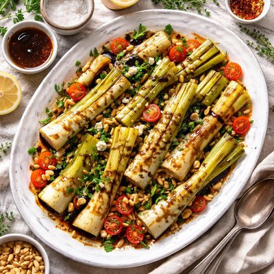 Image of Leeks Tossed in Balsamic Vinaigrette