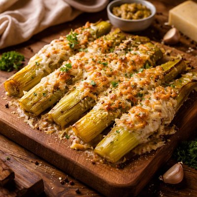 Image of Leeks with Mustards and Cheese