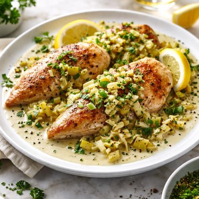 Image of Leeky Chicken Chicken with Leek Sauce