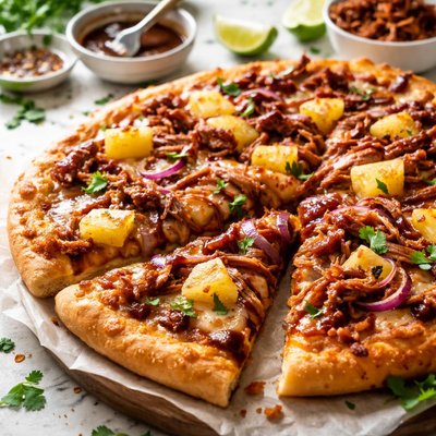 Image of Leftover Bbq Pulled Pork or Shredded Chicken Pizza W Pineapple