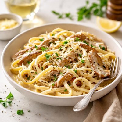Image of Leftover Chicken Alfredo Fettuccine