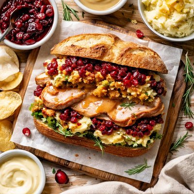 Image of Leftover Thanksgiving Dinner Sandwich