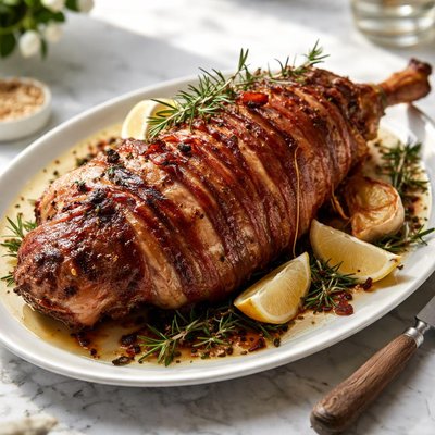 Image of Leg of Lamb with Bacon