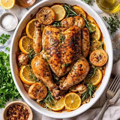 Image of Lemon and Garlic Roast Chicken
