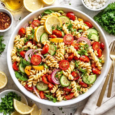 Image of Lemon and Hot Pasta Salad with Kidney or Cannellinni Beans