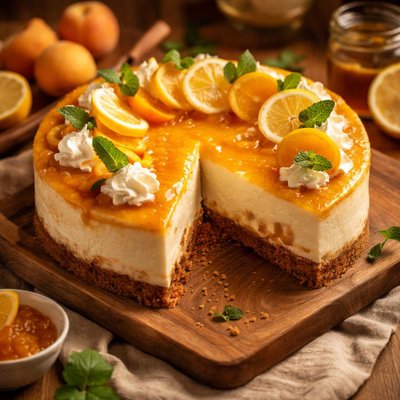 Image of Lemon Apricot Mascarpone Cheesecake