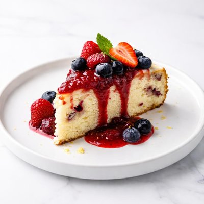 Image of Lemon Berry Ricotta Cake with Mixed Berry Sauce