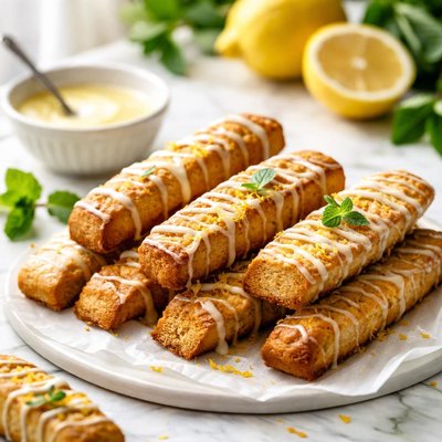 Image of Lemon Biscotti with Lemon Drizzle