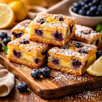 Image of Lemon Blueberry Gooey Chess Squares