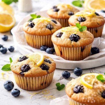 Image of Vegan Lemon Blueberry Muffins