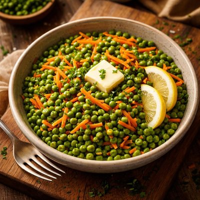 Image of Lemon Butter Peas with Shredded Carrots