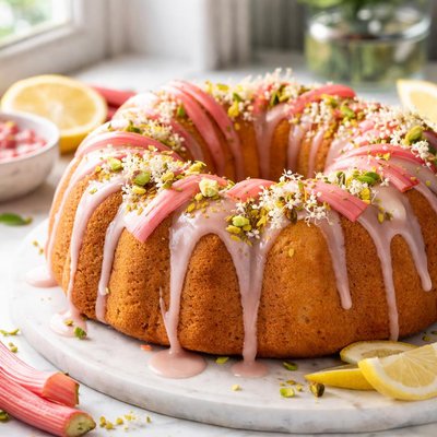 Image of Lemon Buttermilk Rhubarb Bundt Cake