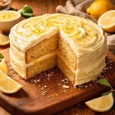 Image of Lemon Cake with Lemon Filling and Lemon Butter Frosting