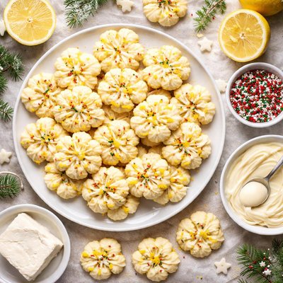 Image of Lemon Cheese Spritz Cookies for Christmas