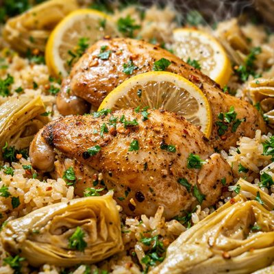 Image of Lemon Chicken and Rice with Artichokes