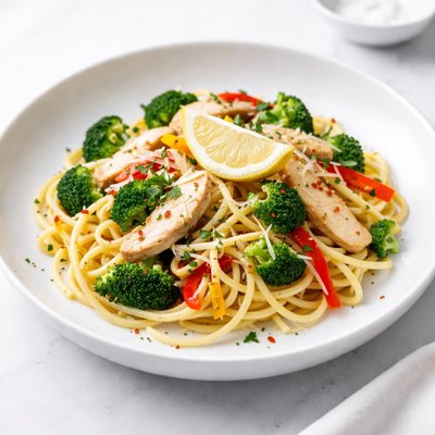 Image of Lemon Chicken Pasta with Broccoli Peppers